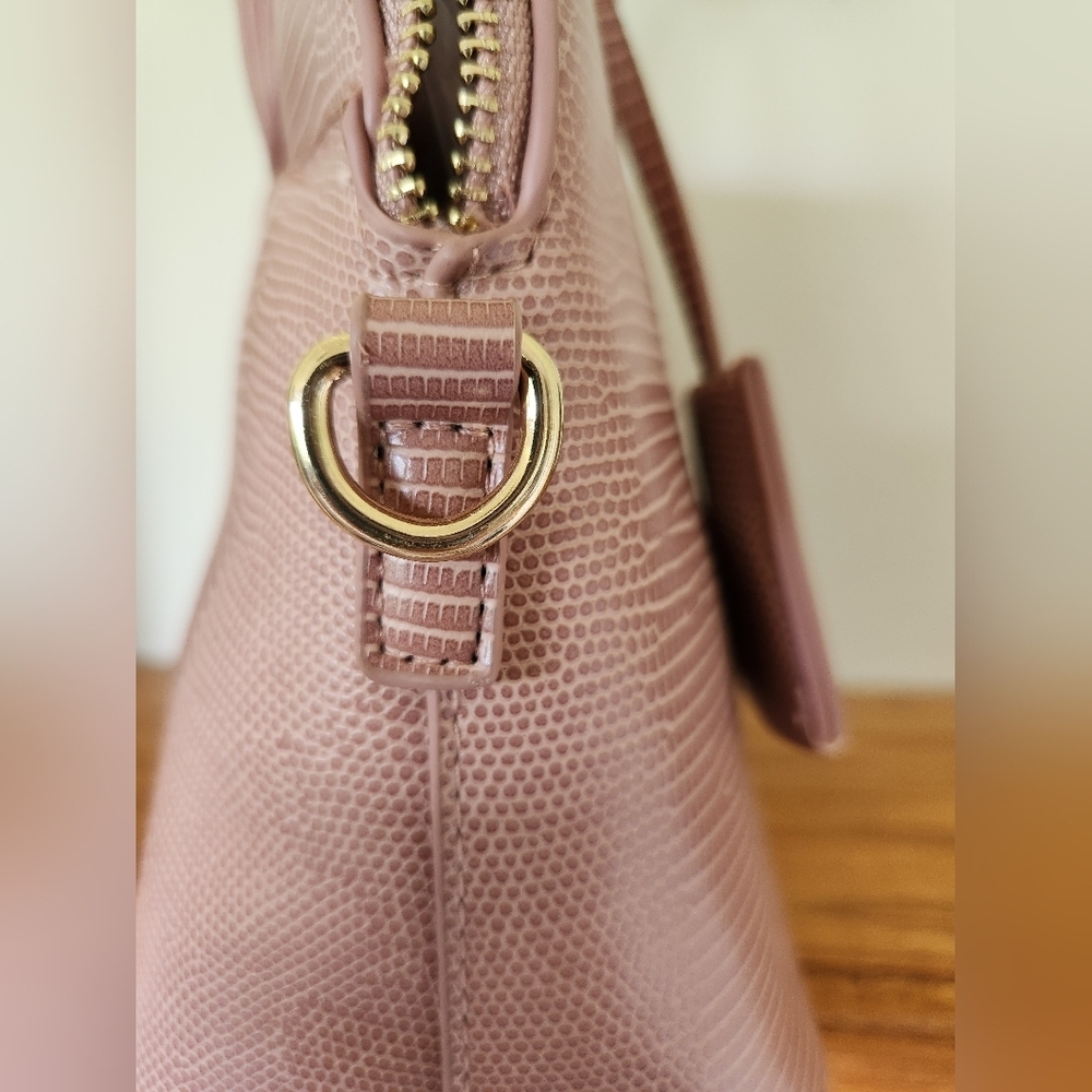 Bebe Fabiola Stamped Lizard Dome Satchel  Pink NEW - Picture 4 of 12